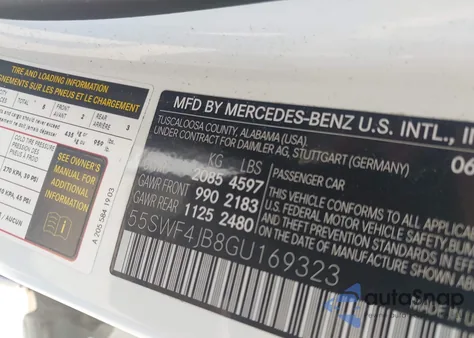 2016 Mercedes-Benz C 300 Luxury/Sport from USA, damaged, VIN 55SWF4JB8GU169323